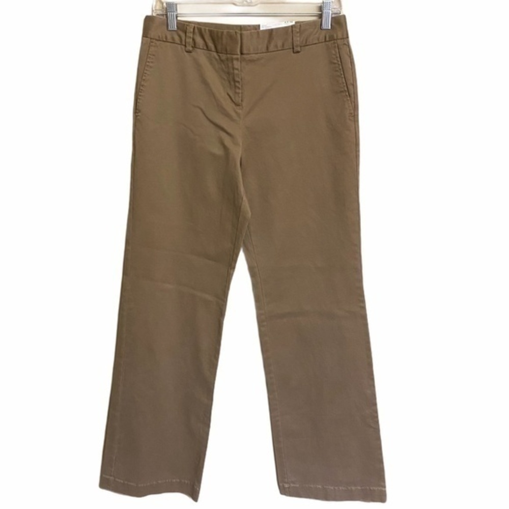 NWT Lands' End French Walnut Mid Rise Straight Leg Chino Pants Women Size 4x32